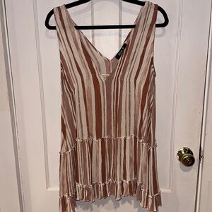 Striped Summer Tiered Sun Dress with Tassels